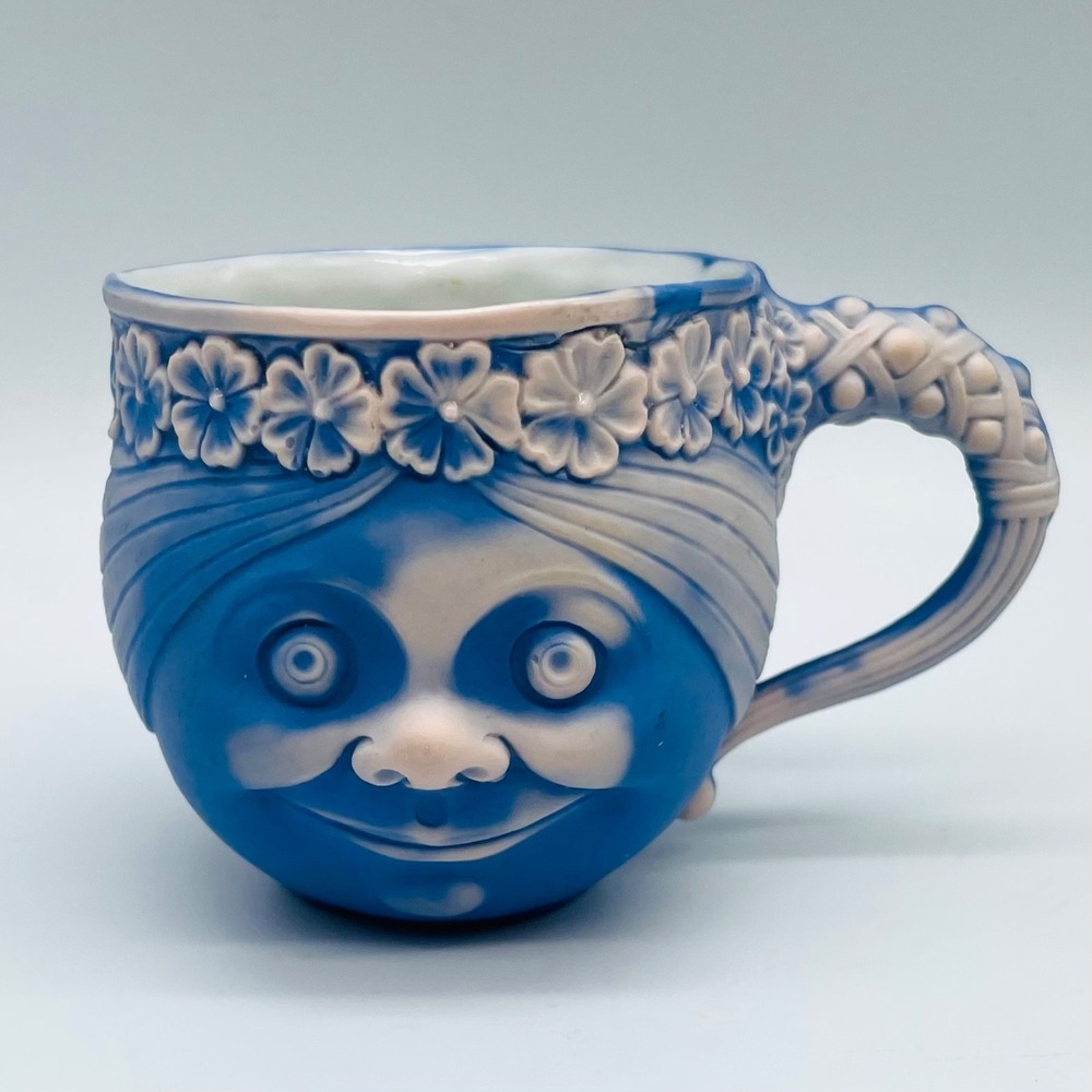 Rare Schafer and Vater Alice in Wonderland Cup Saucer Set Blue Germany - Picture 3 of 8